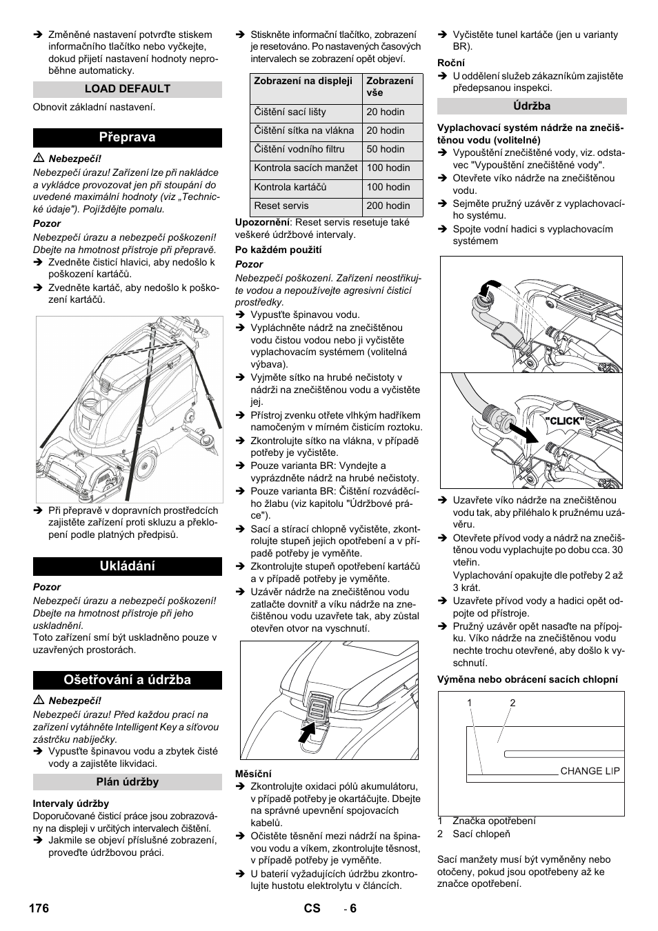 Přeprava ukládání ošetřování a údržba | Karcher B 60 W User Manual | Page 176 / 312
