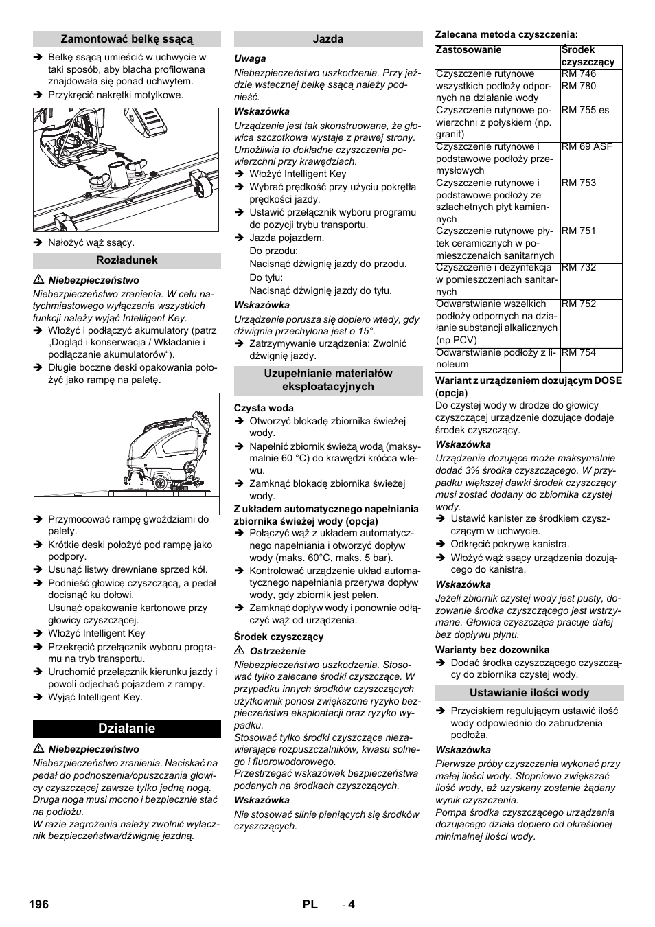 Działanie | Karcher B 60 W User Manual | Page 196 / 312