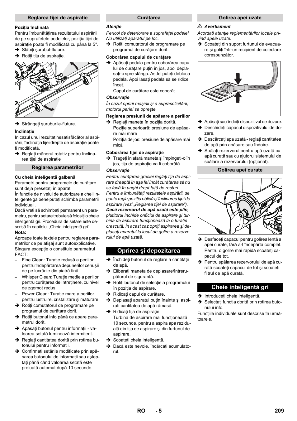 Oprirea şi depozitarea, Cheie inteligentă gri | Karcher B 60 W User Manual | Page 209 / 312
