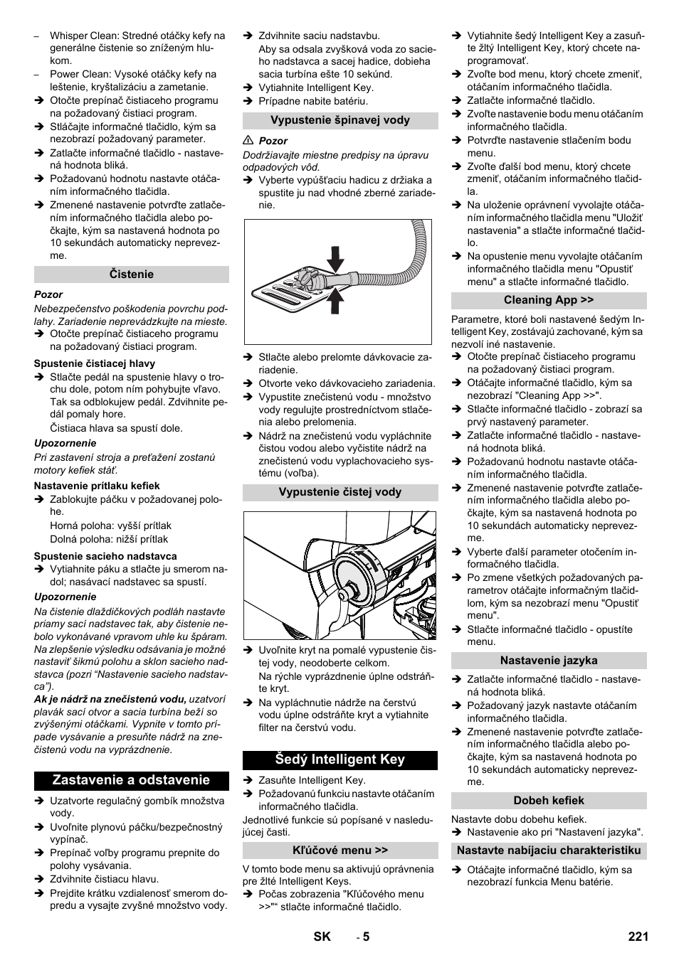 Zastavenie a odstavenie, Šedý intelligent key | Karcher B 60 W User Manual | Page 221 / 312