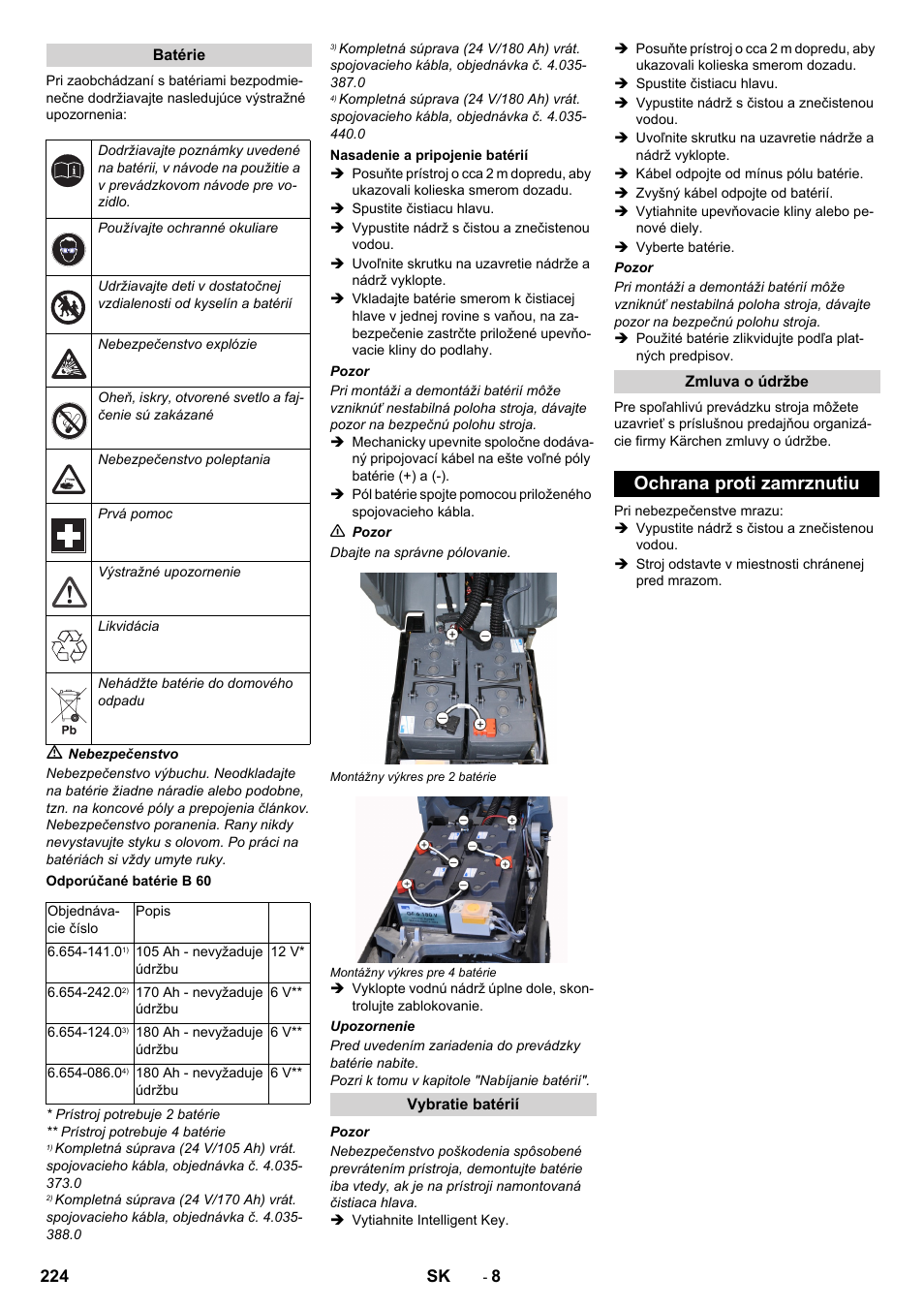Ochrana proti zamrznutiu | Karcher B 60 W User Manual | Page 224 / 312