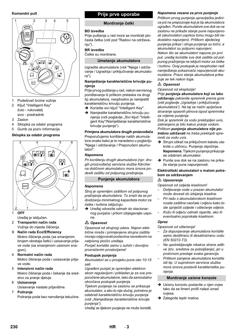 Prije prve uporabe | Karcher B 60 W User Manual | Page 230 / 312