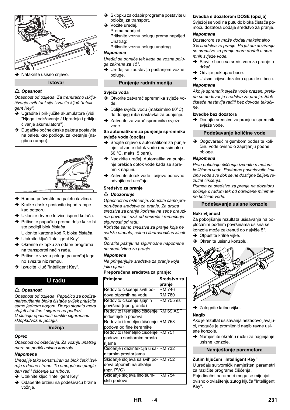 U radu | Karcher B 60 W User Manual | Page 231 / 312