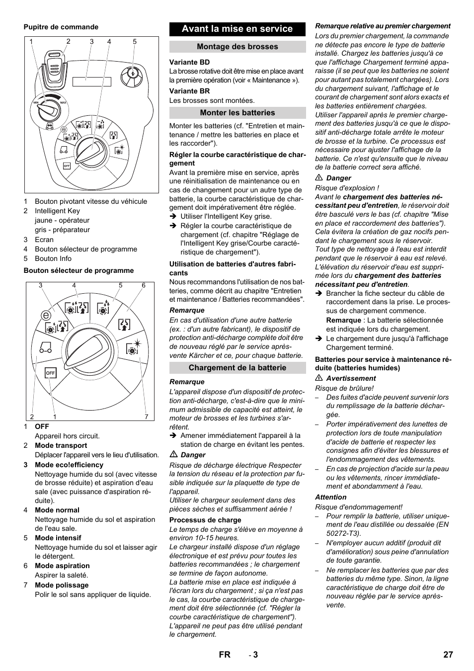 Avant la mise en service | Karcher B 60 W User Manual | Page 27 / 312