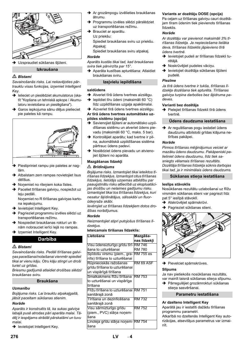 Darbība | Karcher B 60 W User Manual | Page 276 / 312