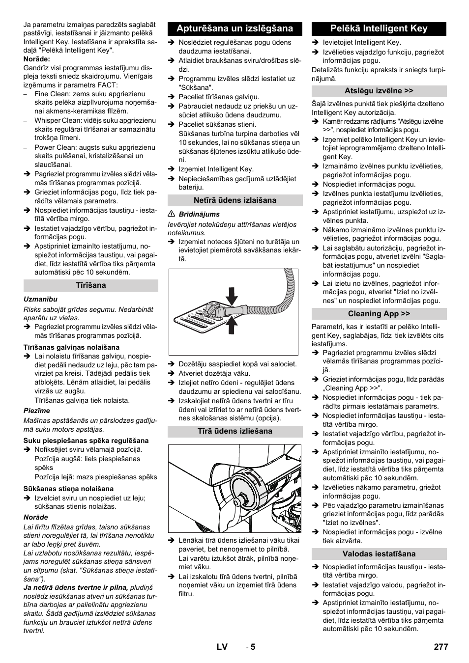Apturēšana un izslēgšana, Pelēkā intelligent key | Karcher B 60 W User Manual | Page 277 / 312