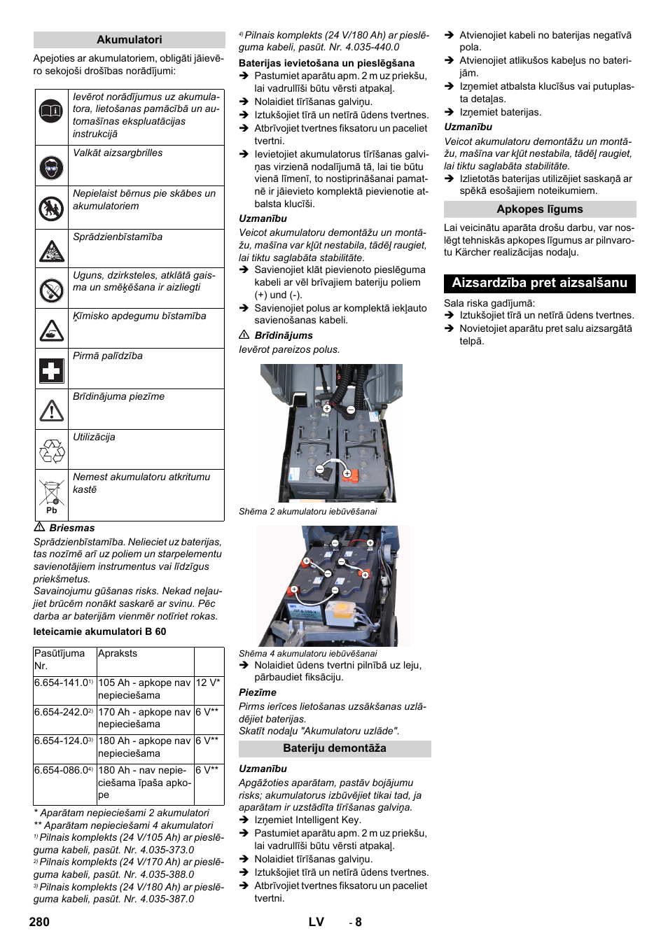 Aizsardzība pret aizsalšanu | Karcher B 60 W User Manual | Page 280 / 312