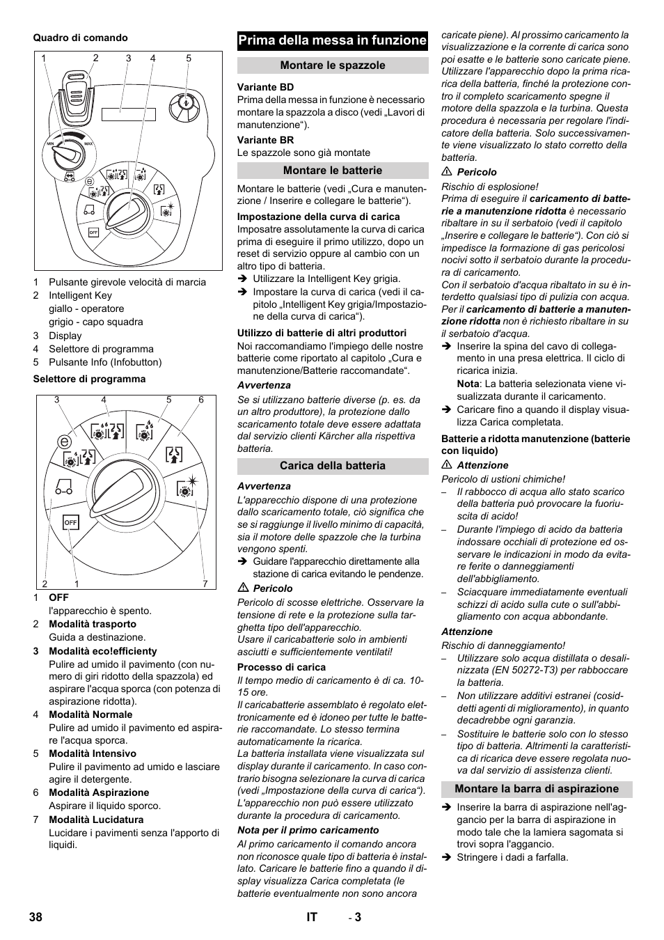 Prima della messa in funzione | Karcher B 60 W User Manual | Page 38 / 312