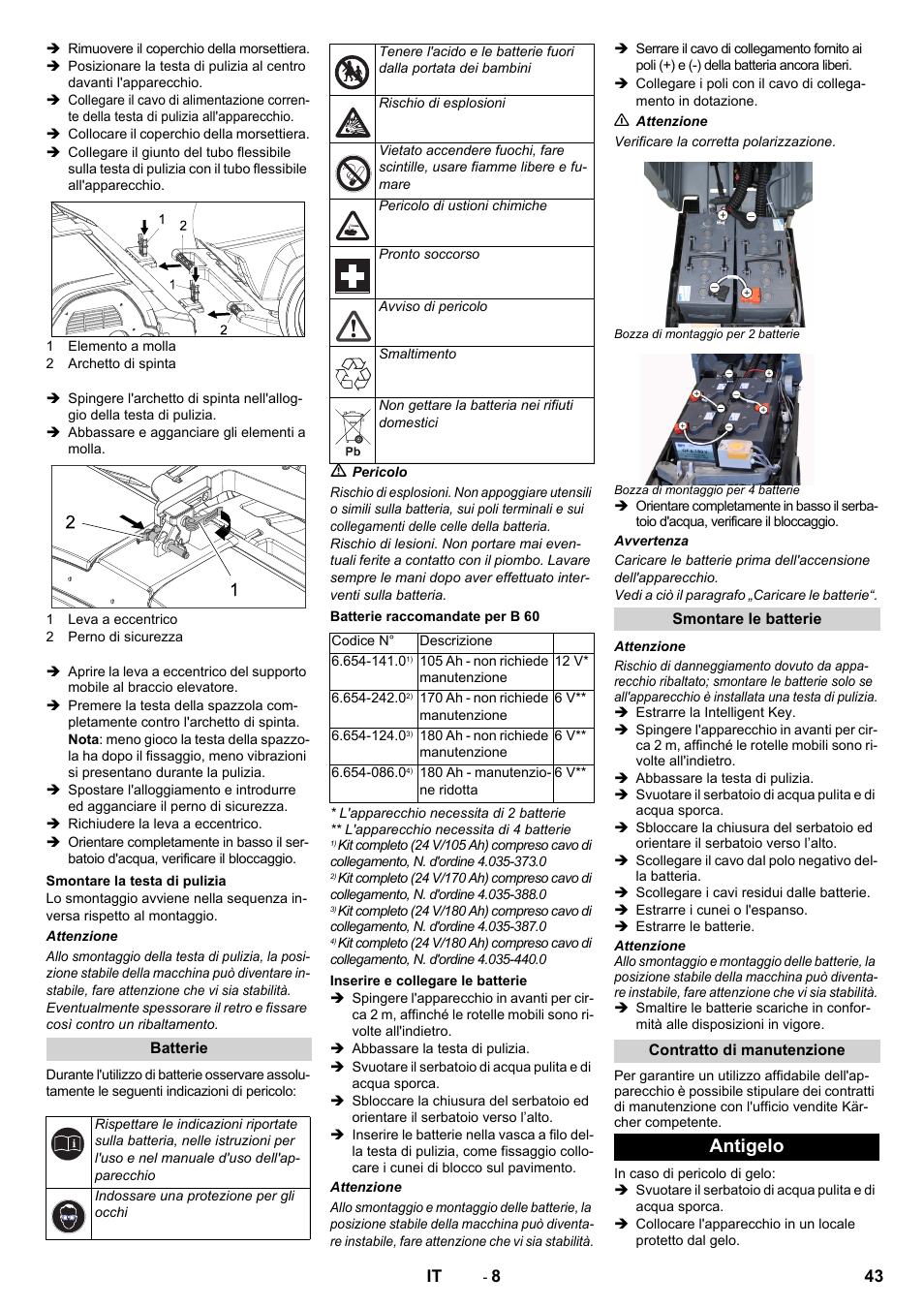 Antigelo | Karcher B 60 W User Manual | Page 43 / 312
