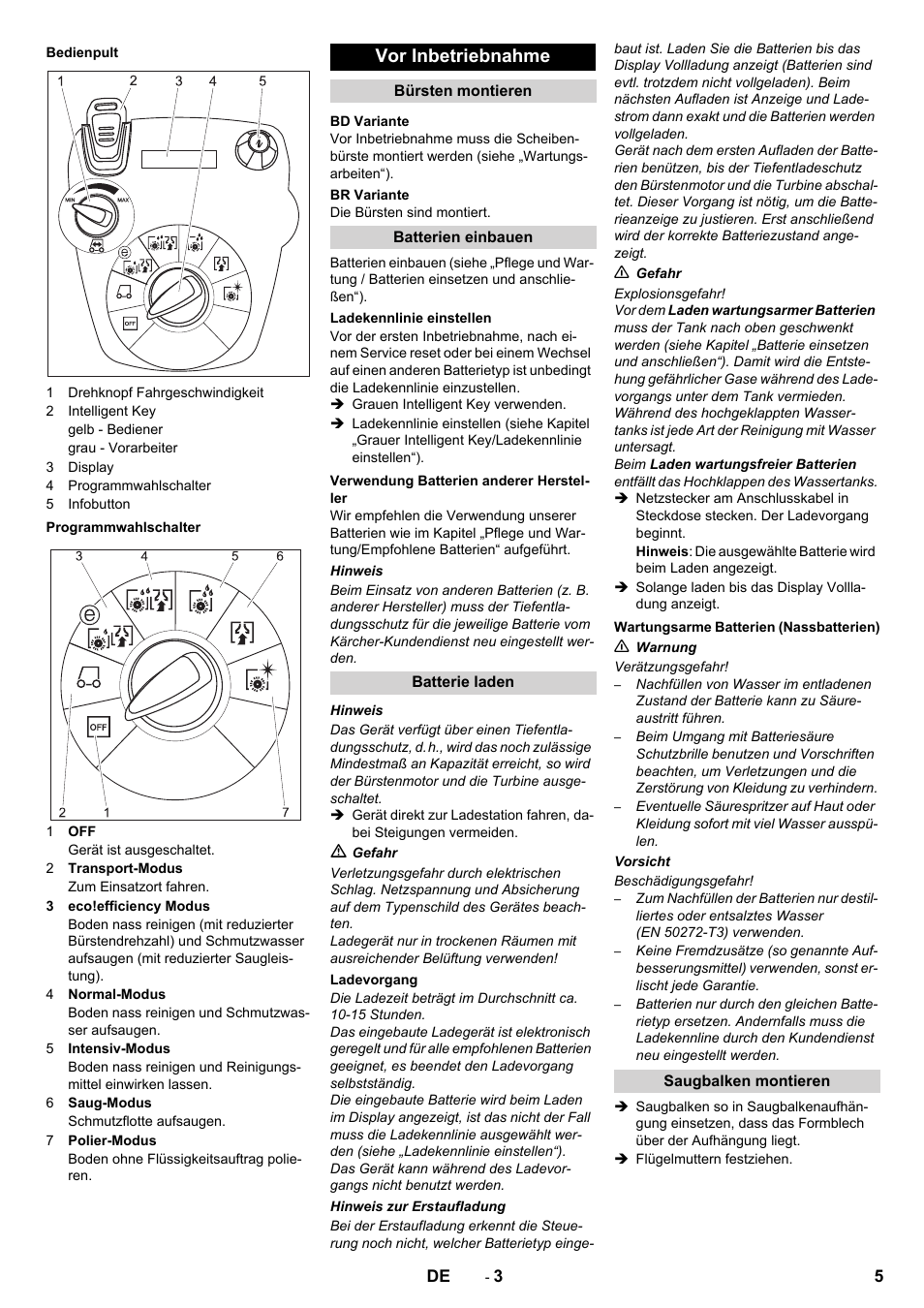 Vor inbetriebnahme | Karcher B 60 W User Manual | Page 5 / 312