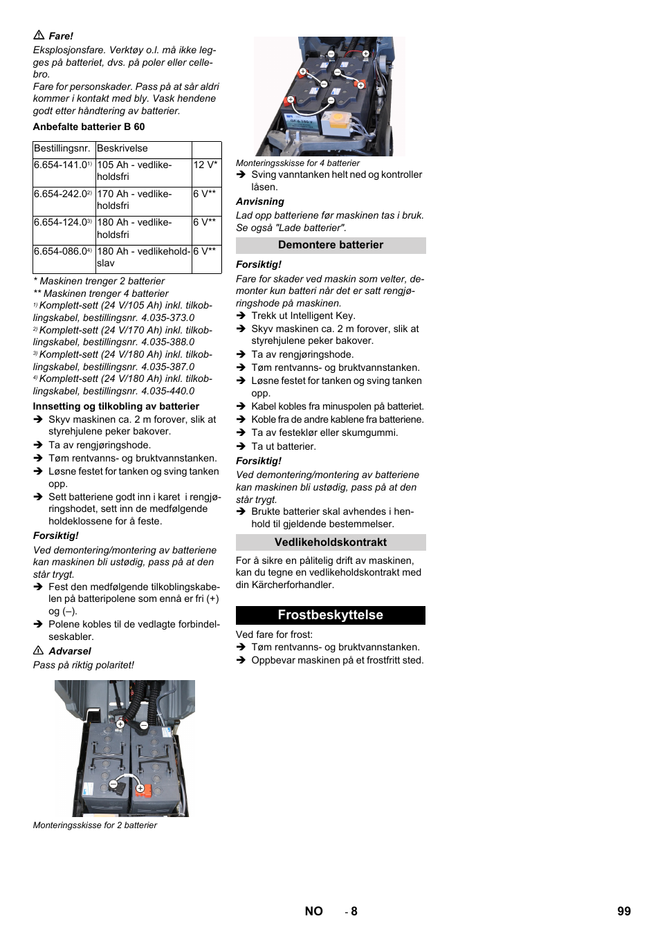 Frostbeskyttelse | Karcher B 60 W User Manual | Page 99 / 312