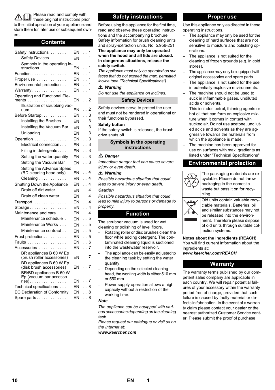 Karcher B 60 W User Manual | Page 10 / 228