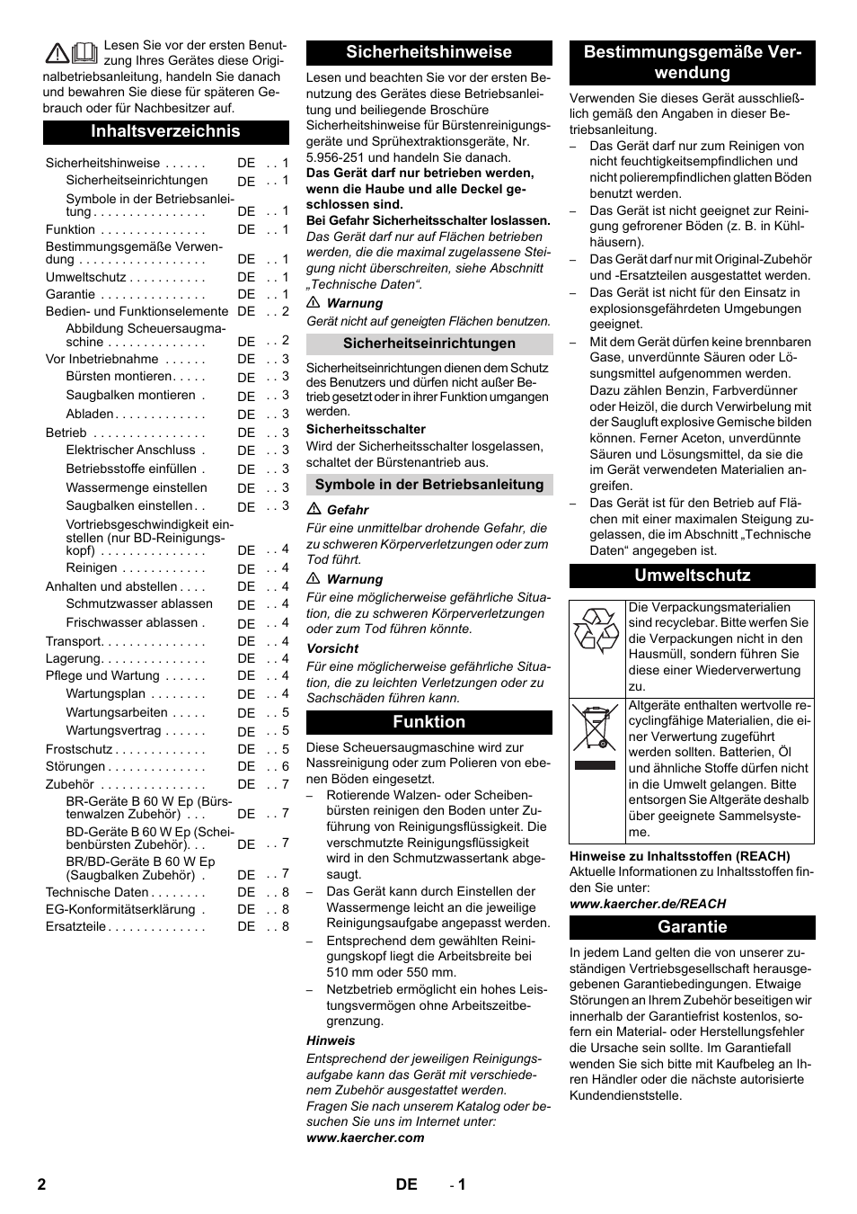 Karcher B 60 W User Manual | Page 2 / 228
