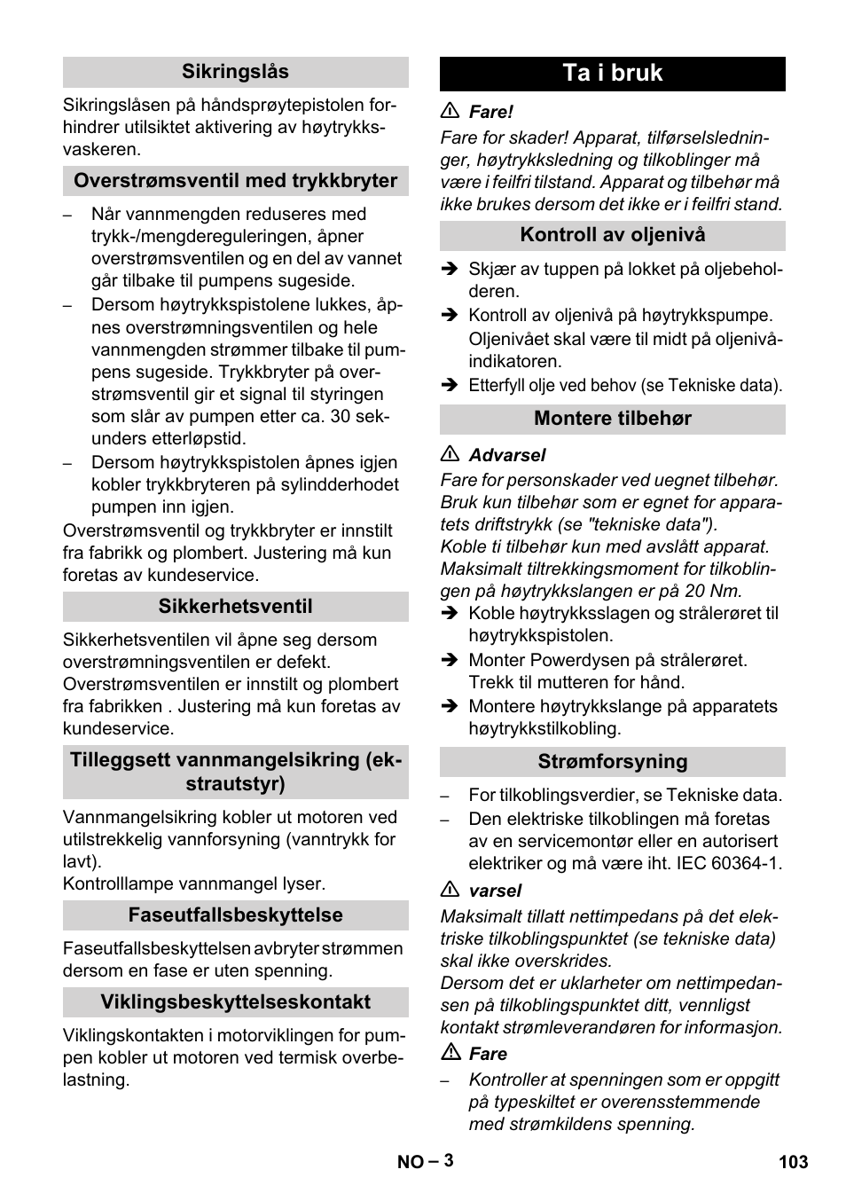 Ta i bruk | Karcher HD 9-50-4 User Manual | Page 103 / 340