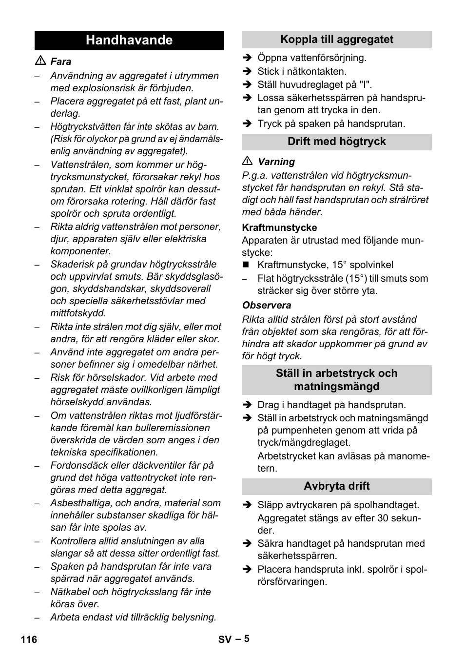 Handhavande | Karcher HD 9-50-4 User Manual | Page 116 / 340