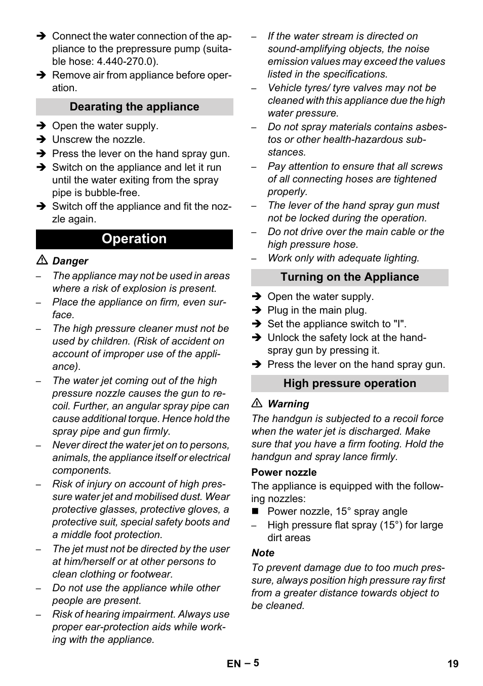 Operation | Karcher HD 9-50-4 User Manual | Page 19 / 340