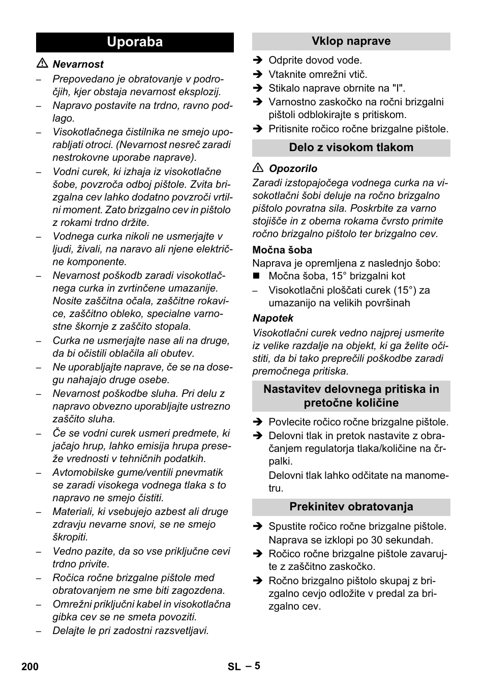 Uporaba | Karcher HD 9-50-4 User Manual | Page 200 / 340