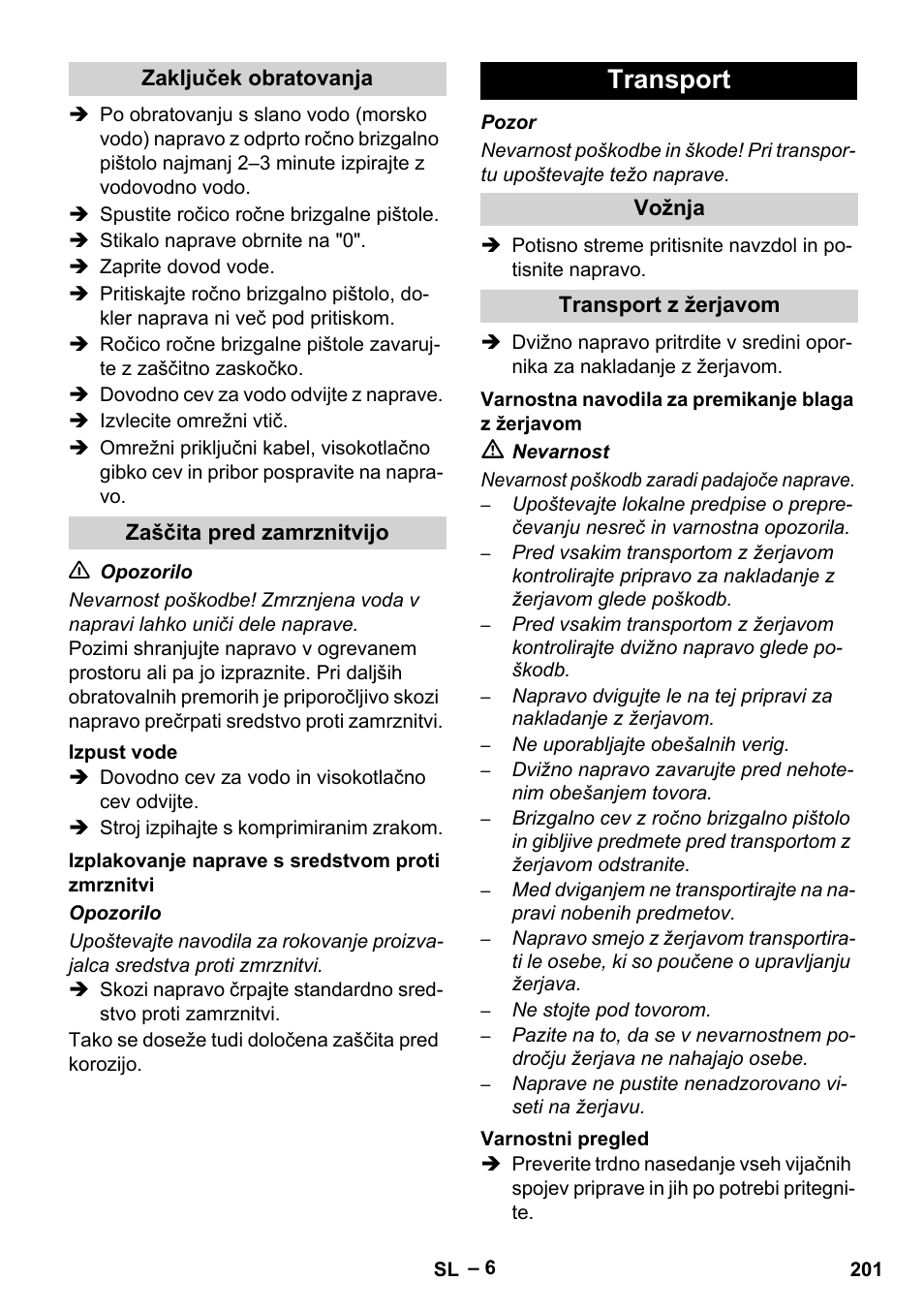 Transport | Karcher HD 9-50-4 User Manual | Page 201 / 340