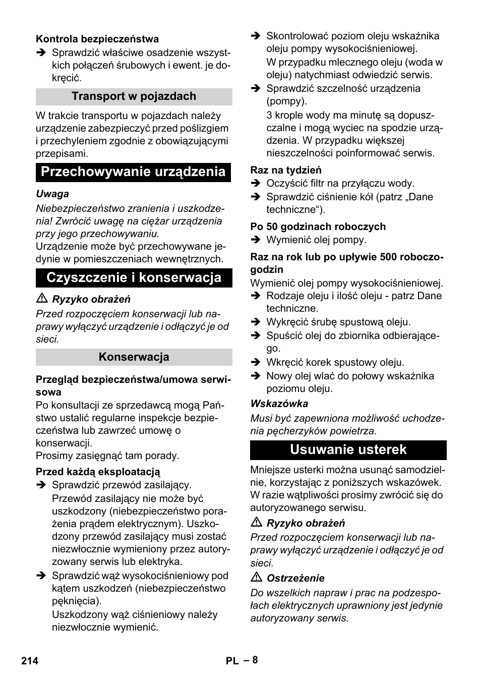 Usuwanie usterek | Karcher HD 9-50-4 User Manual | Page 214 / 340