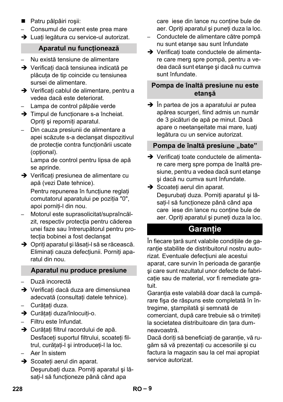 Garanţie | Karcher HD 9-50-4 User Manual | Page 228 / 340