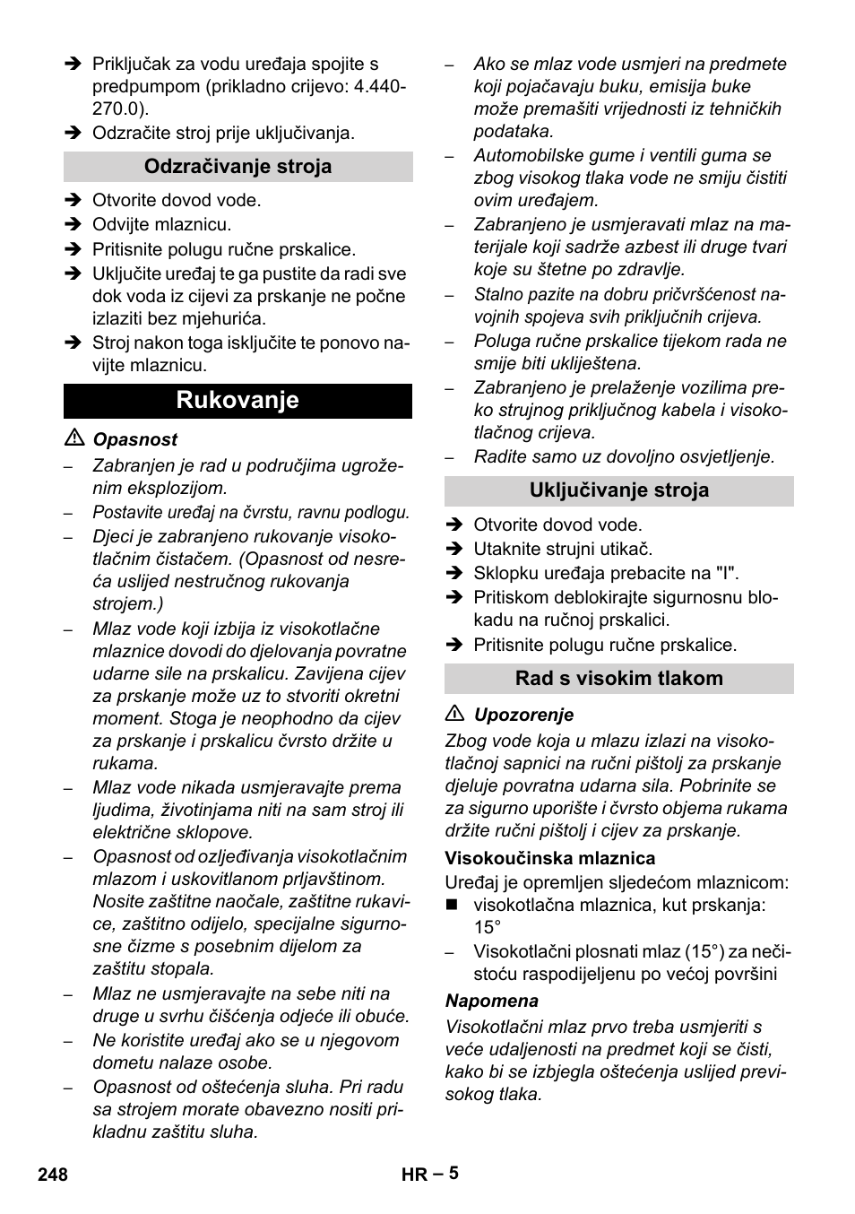 Rukovanje | Karcher HD 9-50-4 User Manual | Page 248 / 340