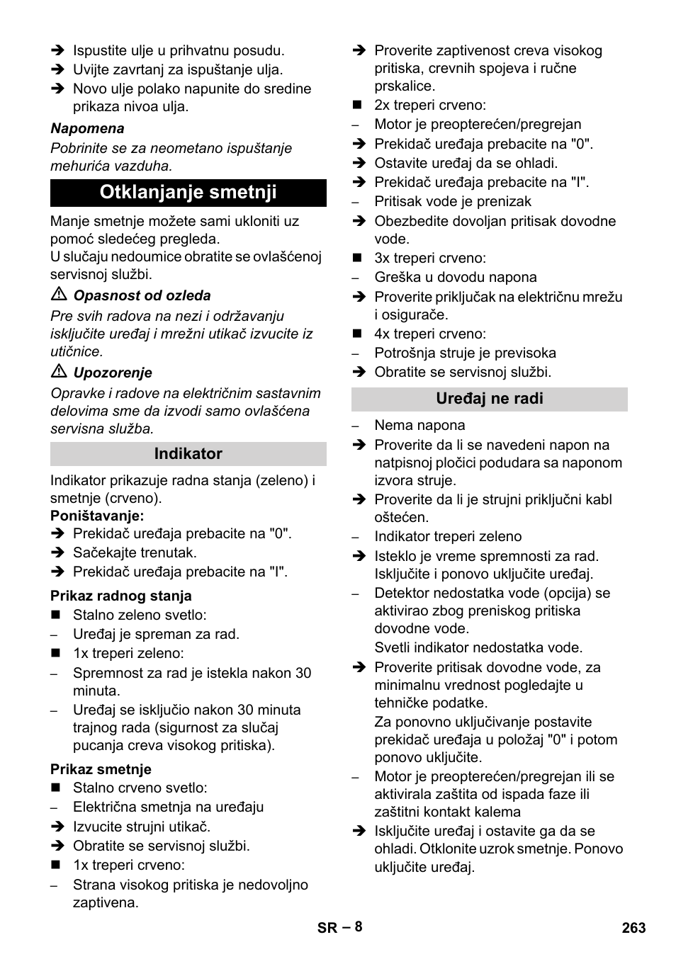Otklanjanje smetnji | Karcher HD 9-50-4 User Manual | Page 263 / 340