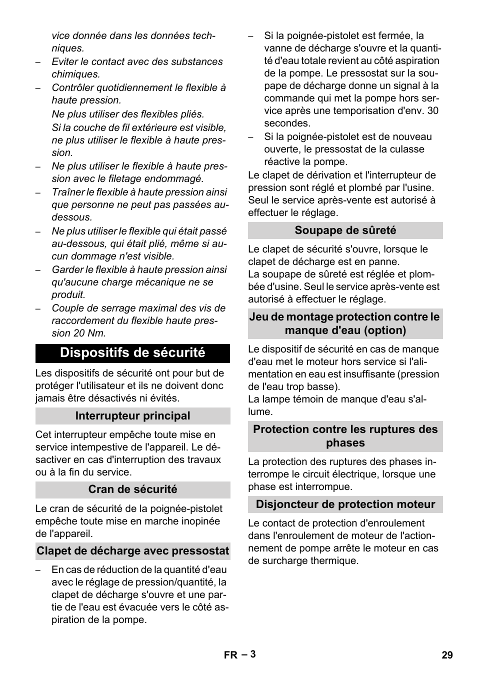 Dispositifs de sécurité | Karcher HD 9-50-4 User Manual | Page 29 / 340