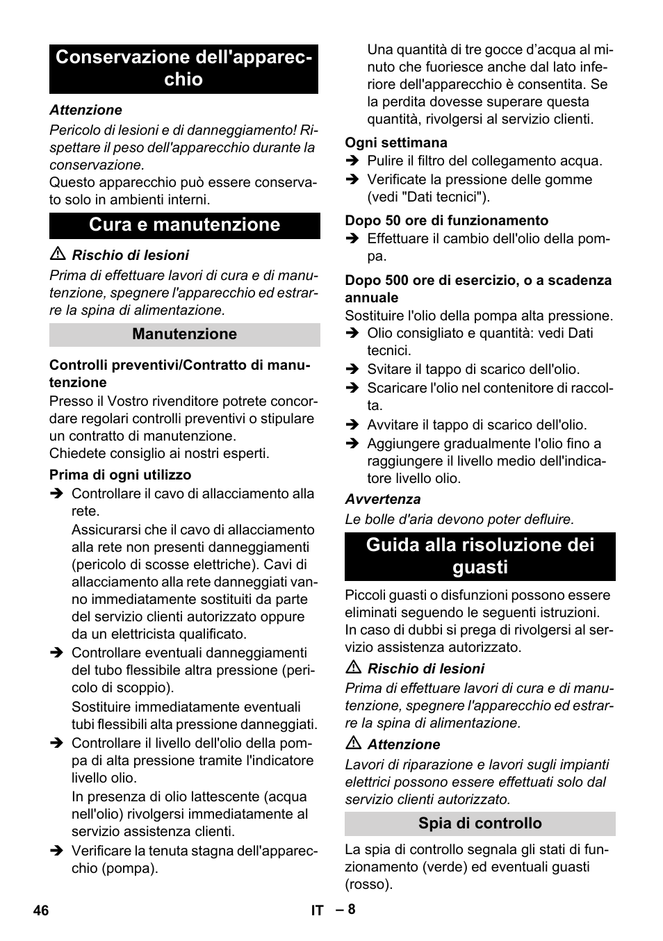 Guida alla risoluzione dei guasti | Karcher HD 9-50-4 User Manual | Page 46 / 340