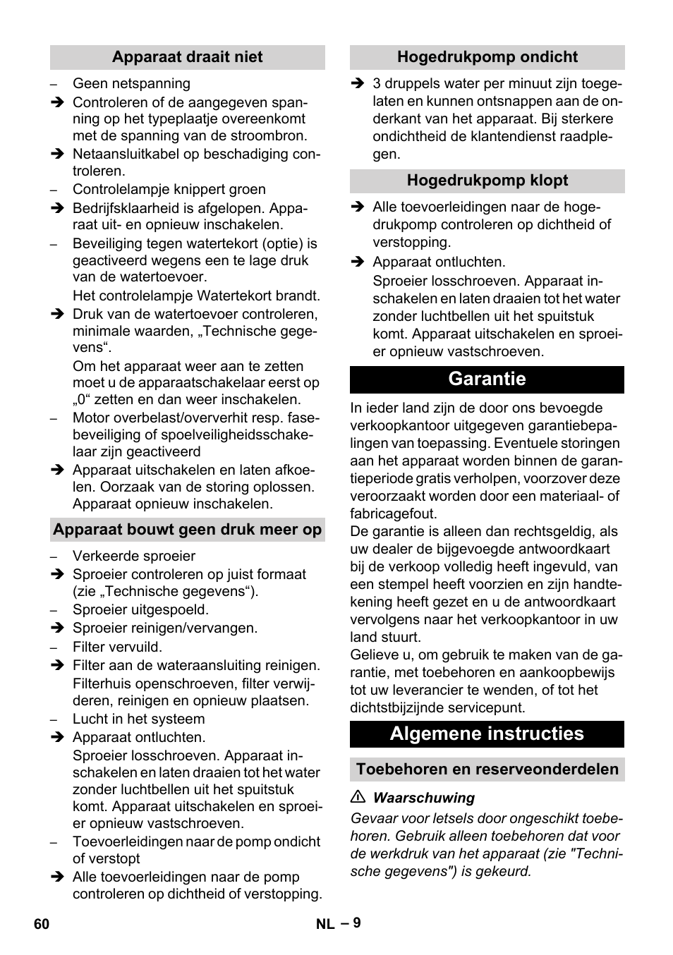 Garantie algemene instructies | Karcher HD 9-50-4 User Manual | Page 60 / 340