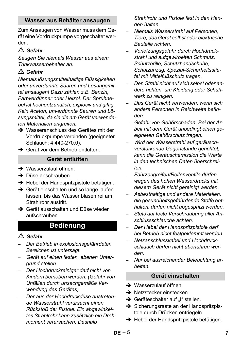Bedienung | Karcher HD 9-50-4 User Manual | Page 7 / 340
