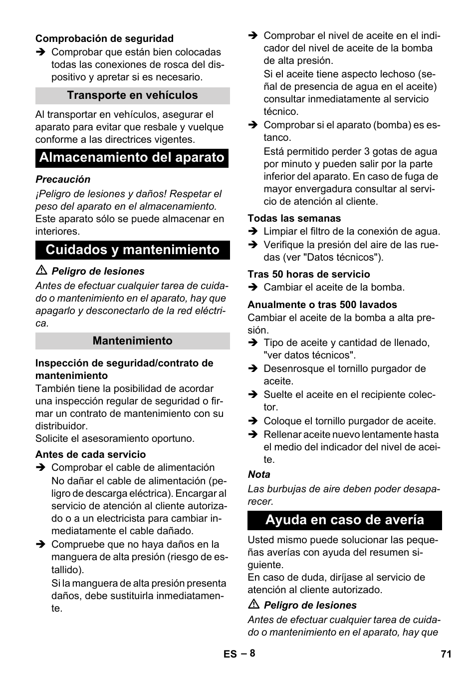 Ayuda en caso de avería | Karcher HD 9-50-4 User Manual | Page 71 / 340