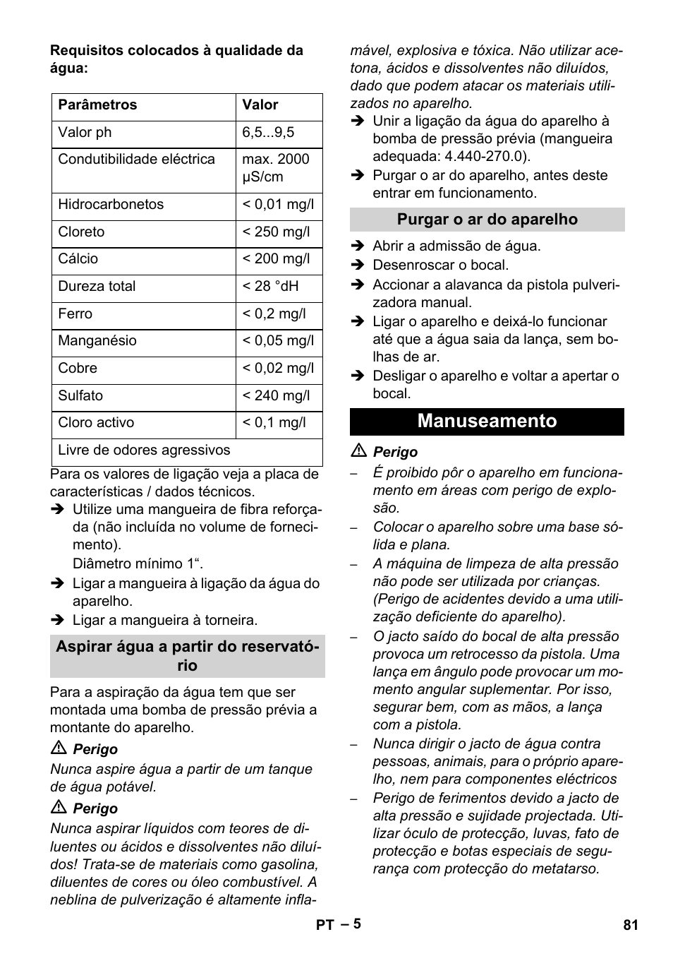 Manuseamento | Karcher HD 9-50-4 User Manual | Page 81 / 340