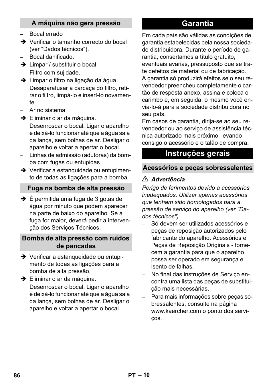Garantia instruções gerais | Karcher HD 9-50-4 User Manual | Page 86 / 340