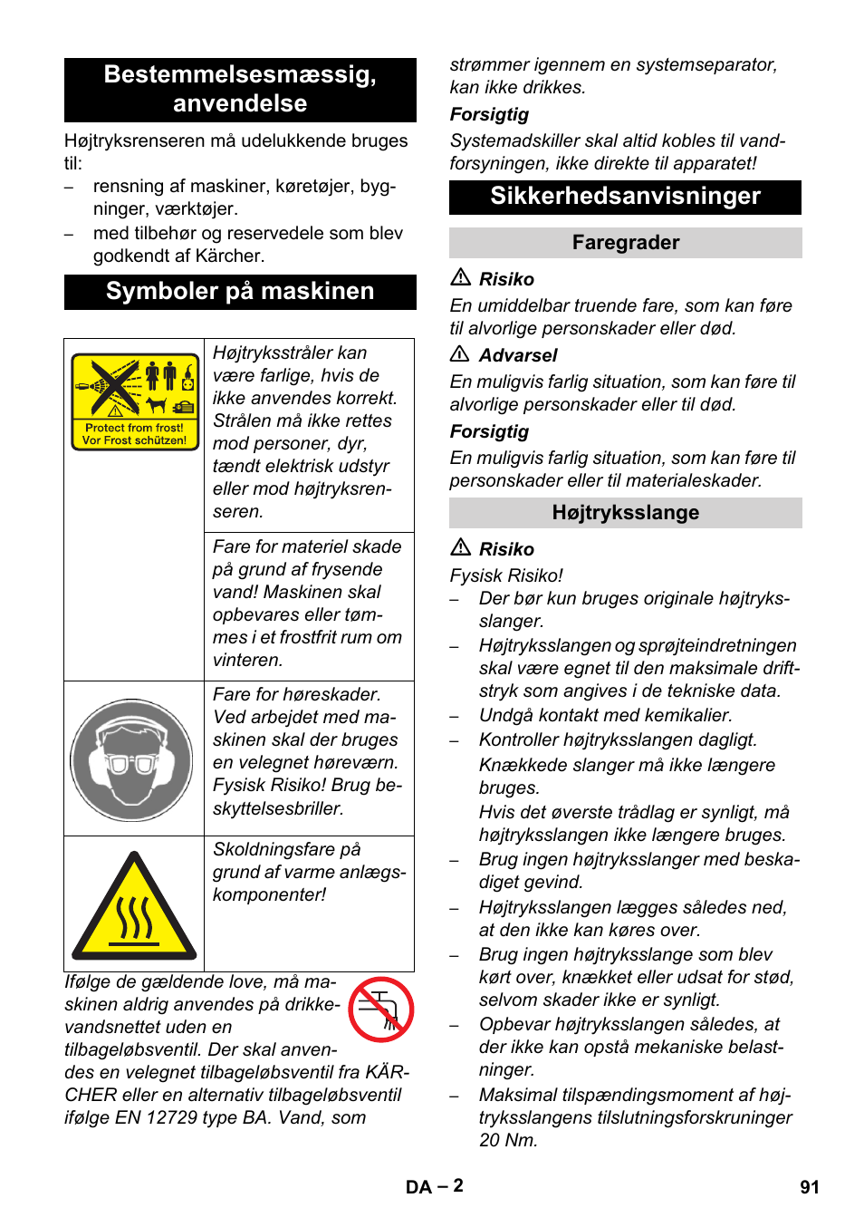 Sikkerhedsanvisninger | Karcher HD 9-50-4 User Manual | Page 91 / 340