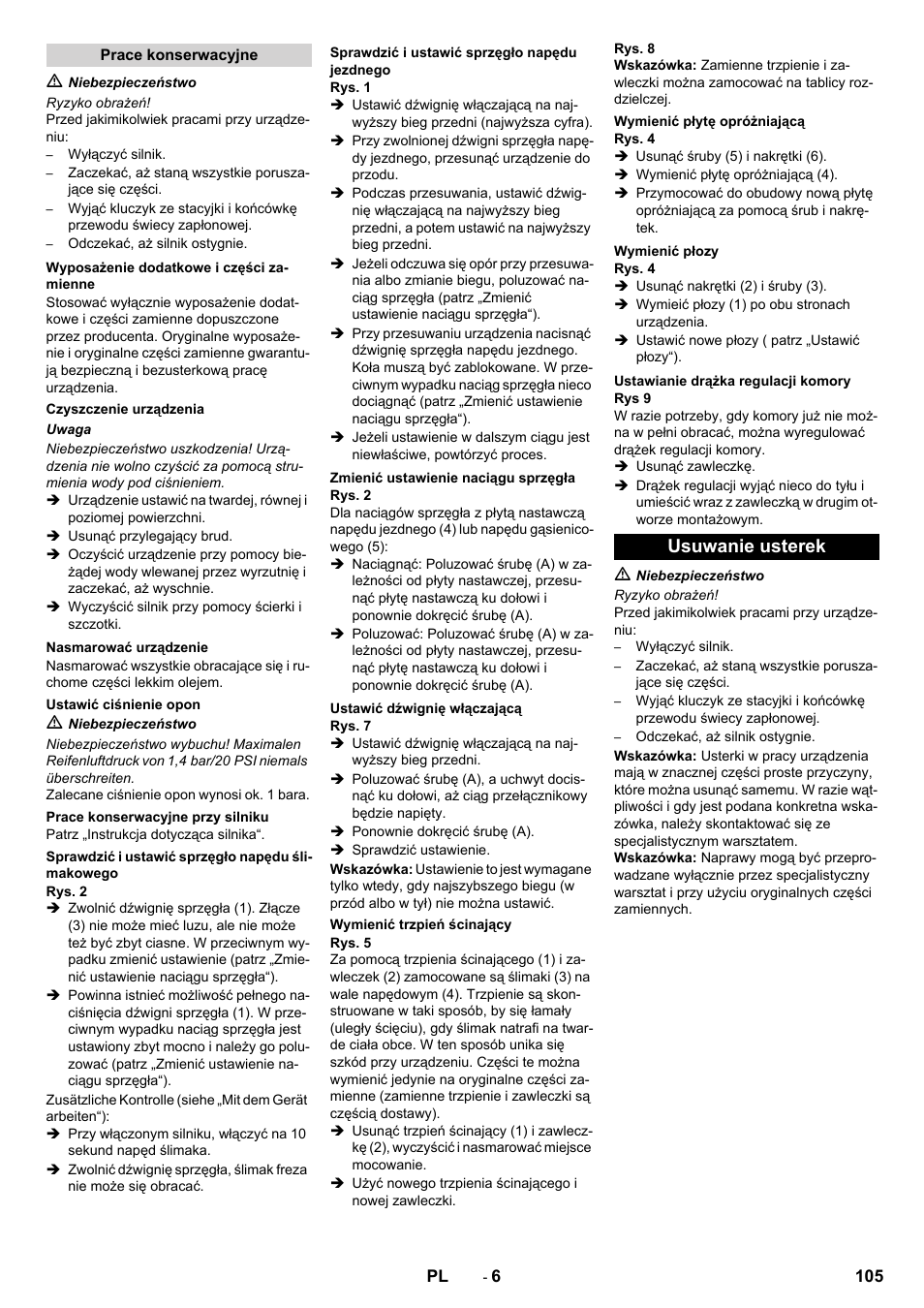 Usuwanie usterek | Karcher STH 10-76 W User Manual | Page 105 / 136