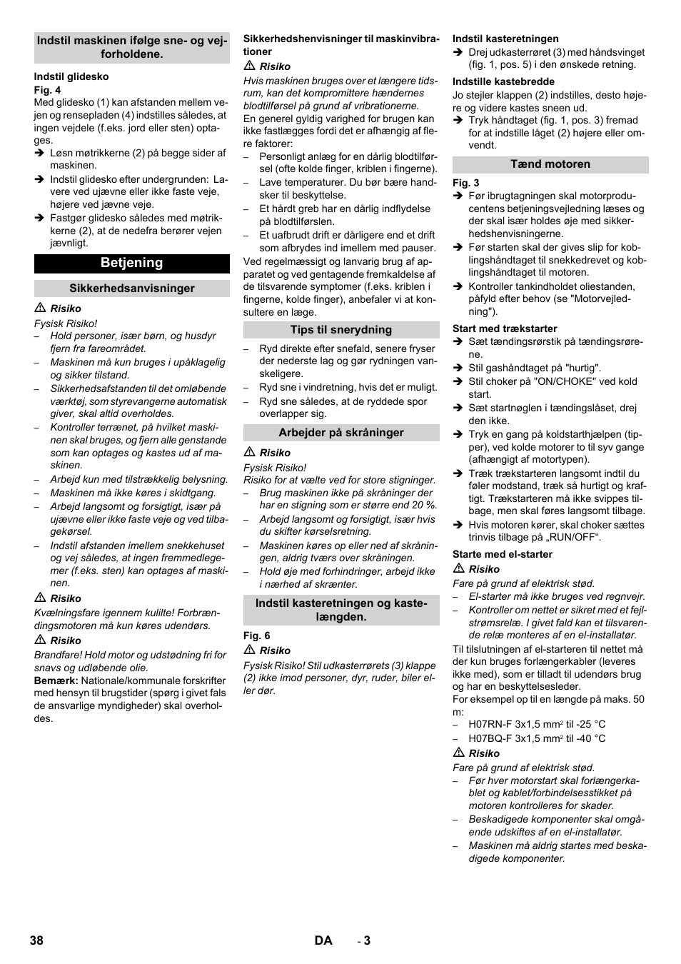 Betjening | Karcher STH 10-76 W User Manual | Page 38 / 136