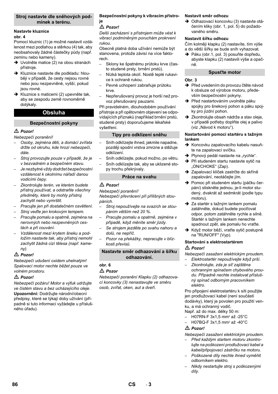Obsluha | Karcher STH 10-76 W User Manual | Page 86 / 136