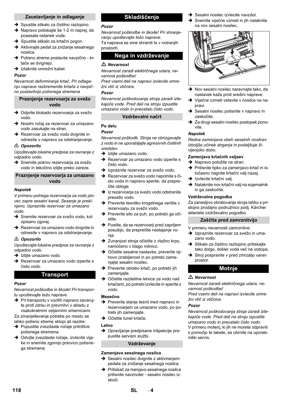 Transport skladiščenje nega in vzdrževanje, Motnje | Karcher BR 40-10C ADV User Manual | Page 118 / 196