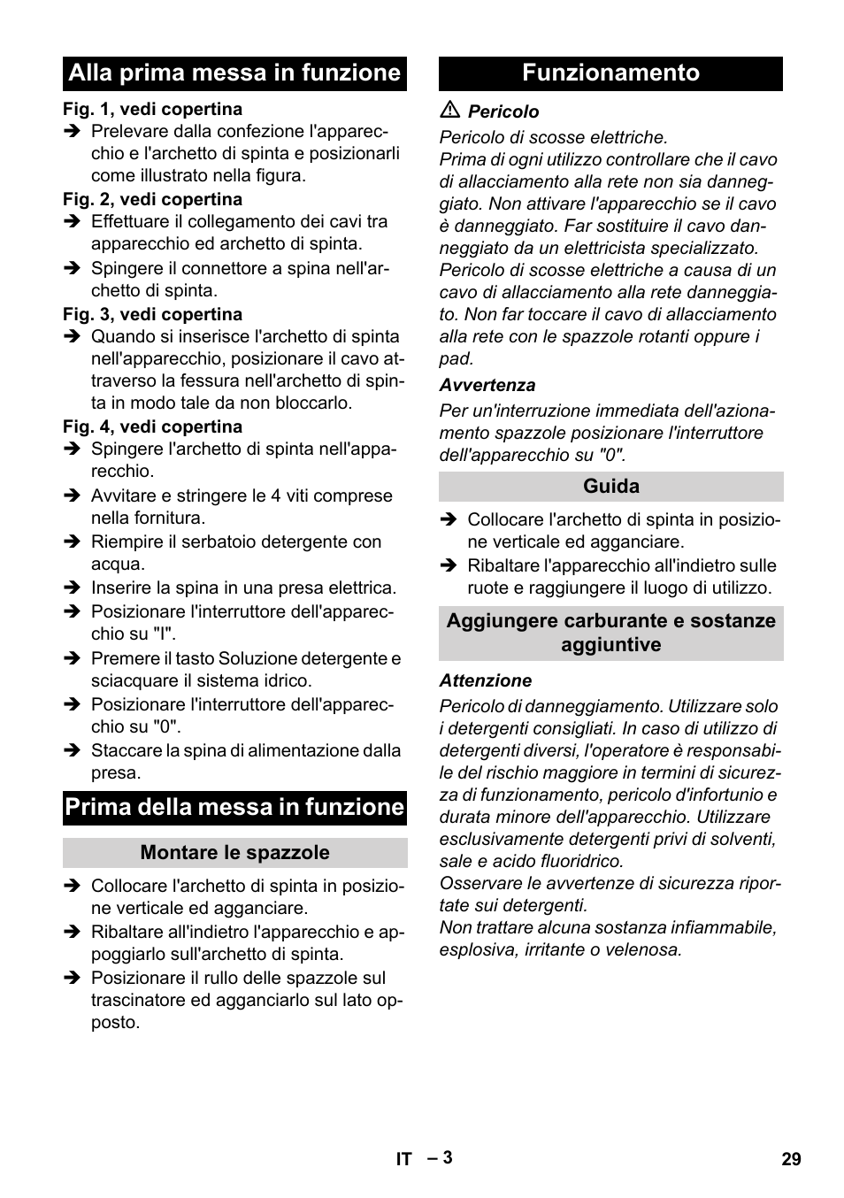 Funzionamento | Karcher BRS 43-500 C User Manual | Page 29 / 220