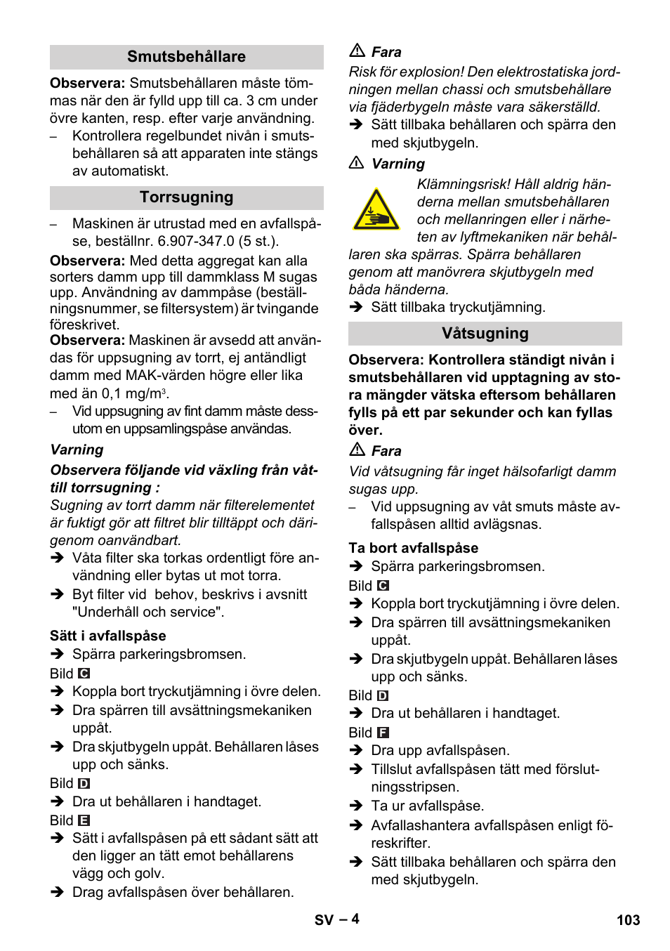 Karcher IVC 60-30 Tact H Z22 EU User Manual | Page 103 / 292