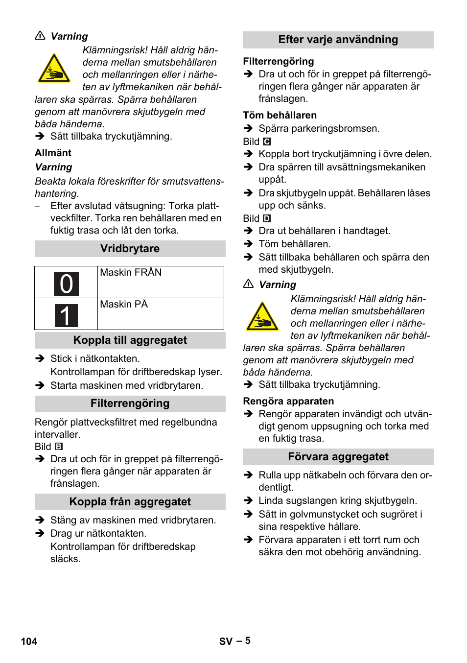 Karcher IVC 60-30 Tact H Z22 EU User Manual | Page 104 / 292