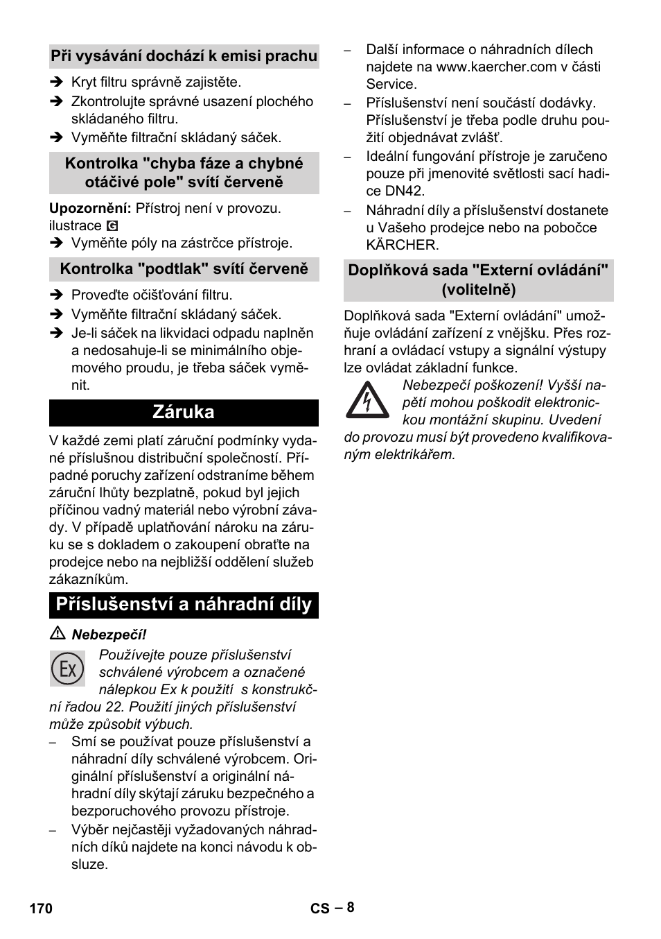 Záruka příslušenství a náhradní díly | Karcher IVC 60-30 Tact H Z22 EU User Manual | Page 170 / 292