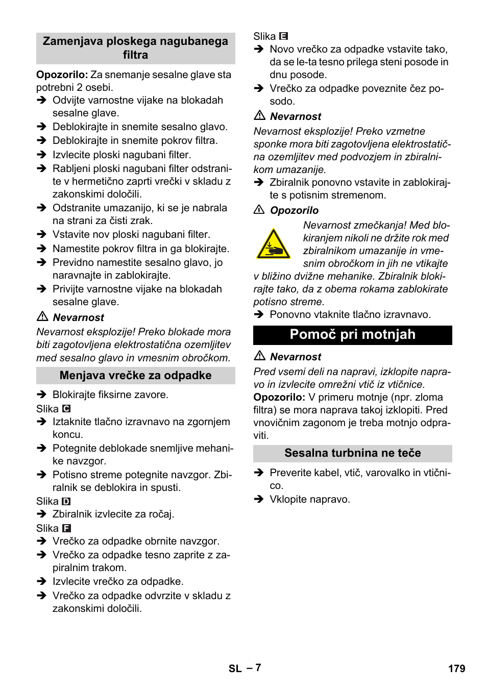 Pomoč pri motnjah | Karcher IVC 60-30 Tact H Z22 EU User Manual | Page 179 / 292