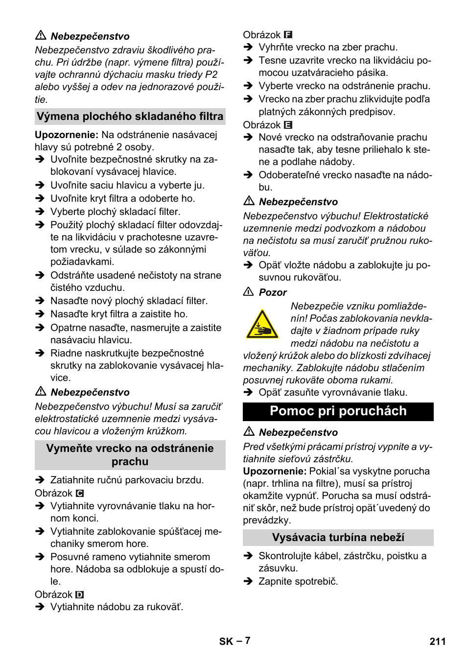 Pomoc pri poruchách | Karcher IVC 60-30 Tact H Z22 EU User Manual | Page 211 / 292
