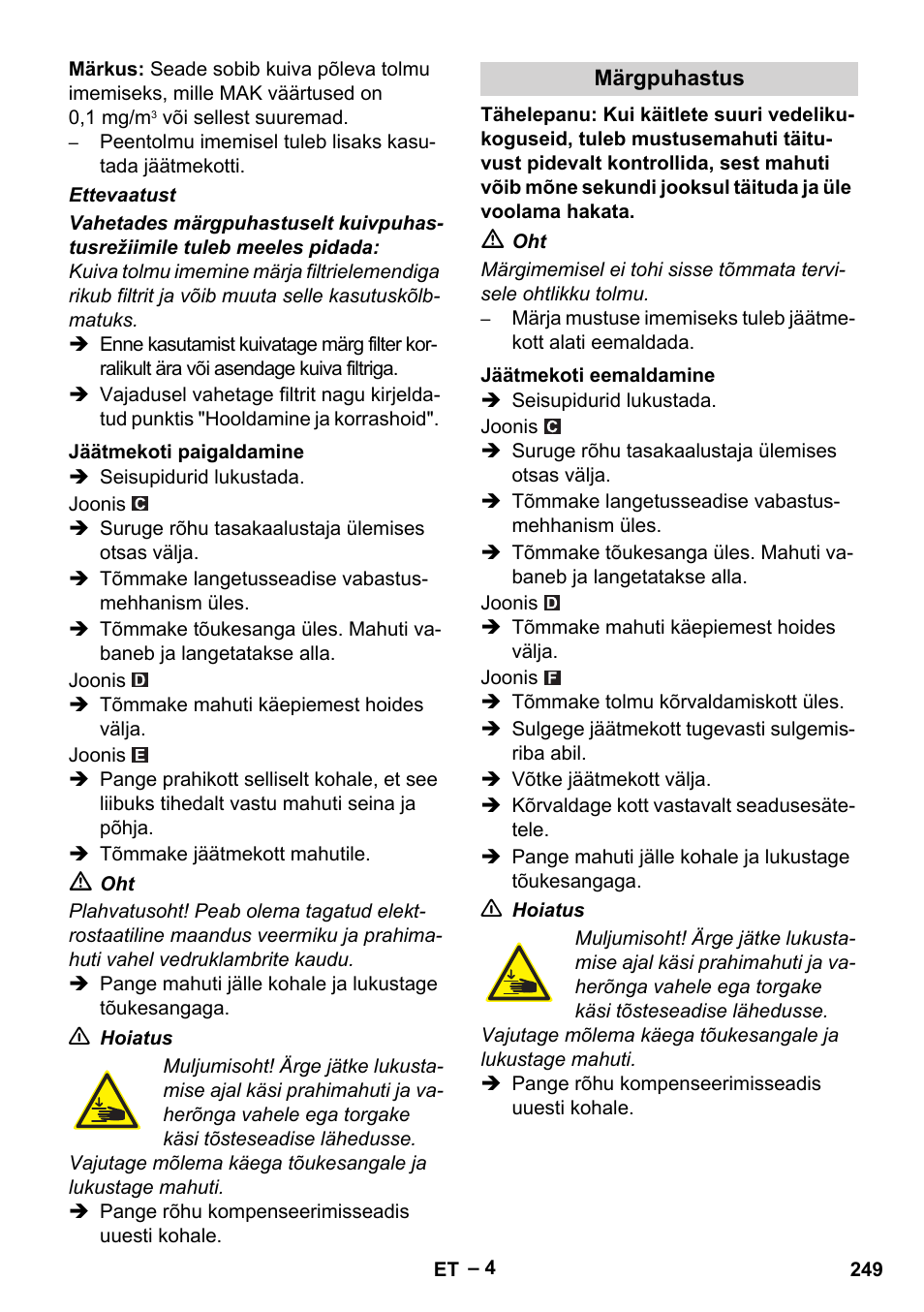 Karcher IVC 60-30 Tact H Z22 EU User Manual | Page 249 / 292