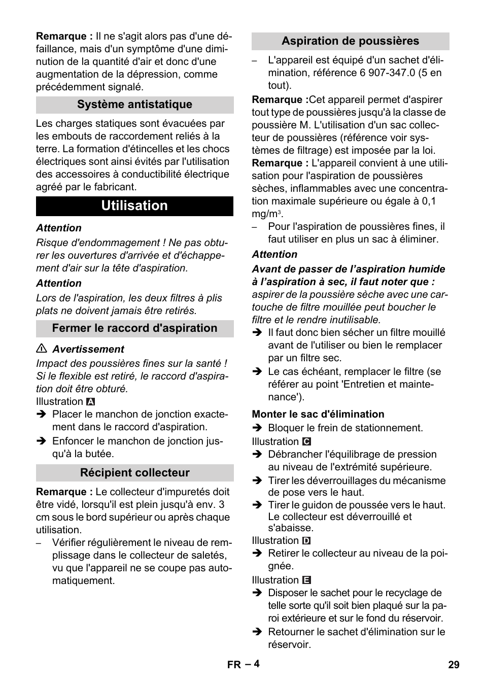 Utilisation | Karcher IVC 60-30 Tact H Z22 EU User Manual | Page 29 / 292