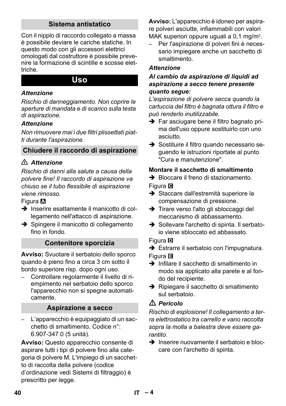 Karcher IVC 60-30 Tact H Z22 EU User Manual | Page 40 / 292