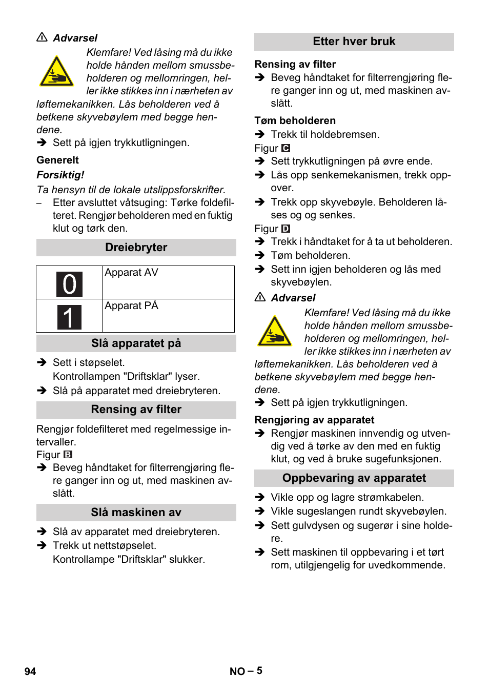 Karcher IVC 60-30 Tact H Z22 EU User Manual | Page 94 / 292