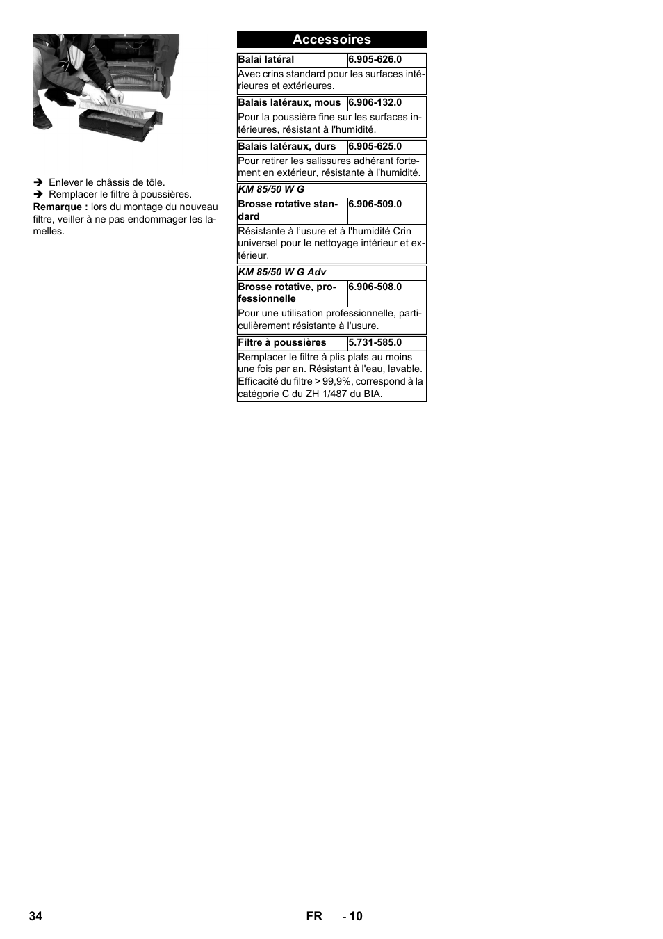 Accessoires | Karcher KM 85-50 W P Adv User Manual | Page 34 / 296