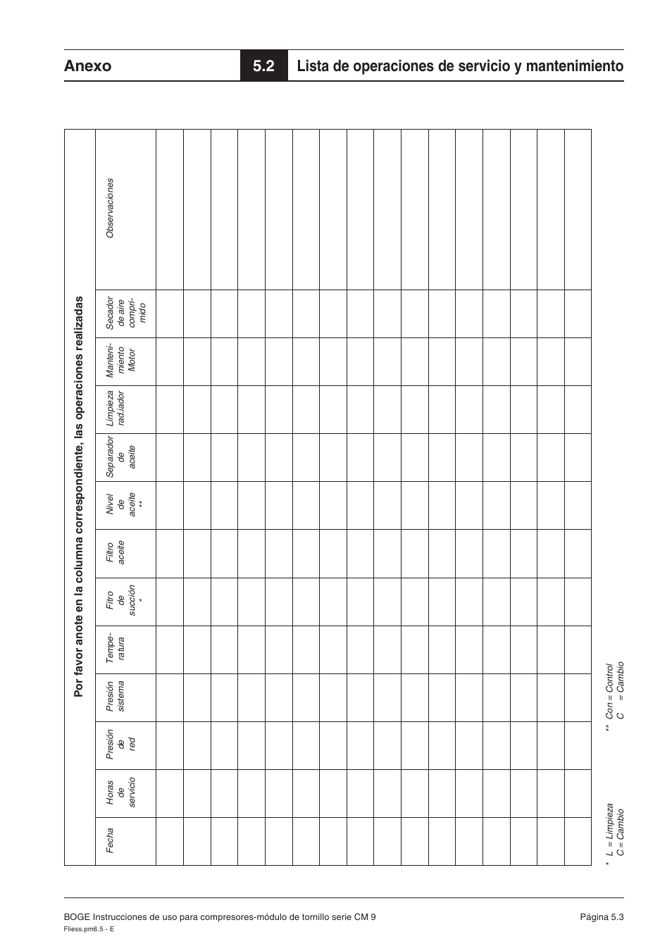 Anexo, 2 lista de operaciones de servicio y mantenimiento | Karcher HD 7-250 De Tr1 User Manual | Page 218 / 264